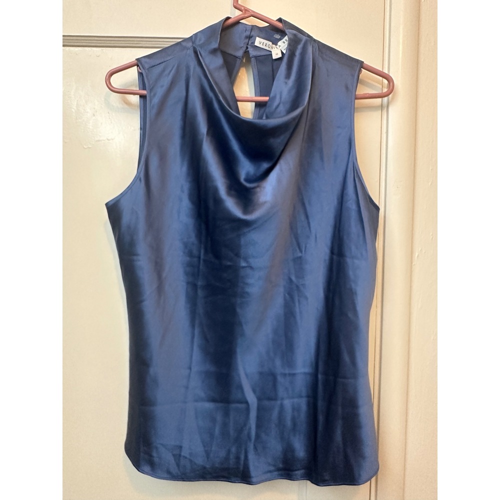 Veronica Beard Tam Top Steel Blue Silk Satin Cowl Neck Blouse 2207CHM0440278 10